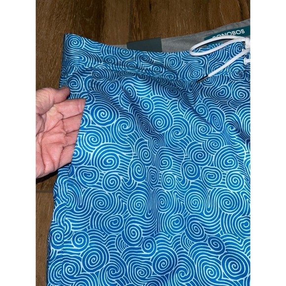 BONOBOS Board Shorts Mens Size W40 Blue Geometric 9” Inseam Pockets Cruise New - Picture 4 of 9
